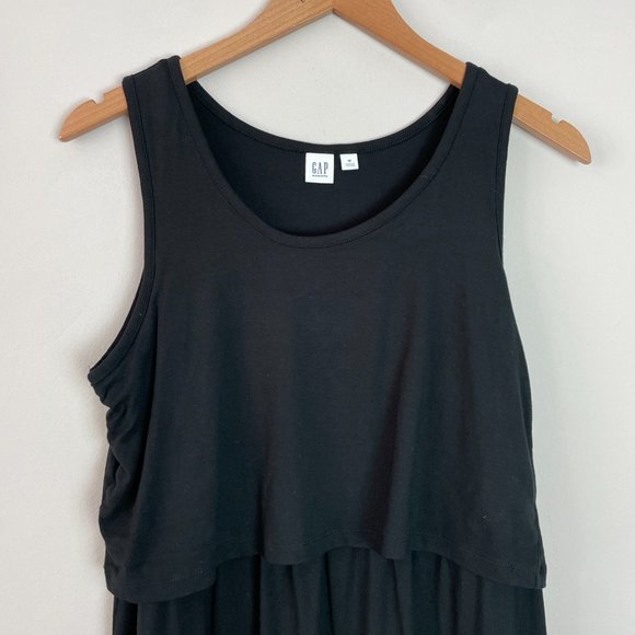 Gap Maternity Sleeveless Popover Round Neck Comfy True Black Dress Medium M - Picture 2 of 5